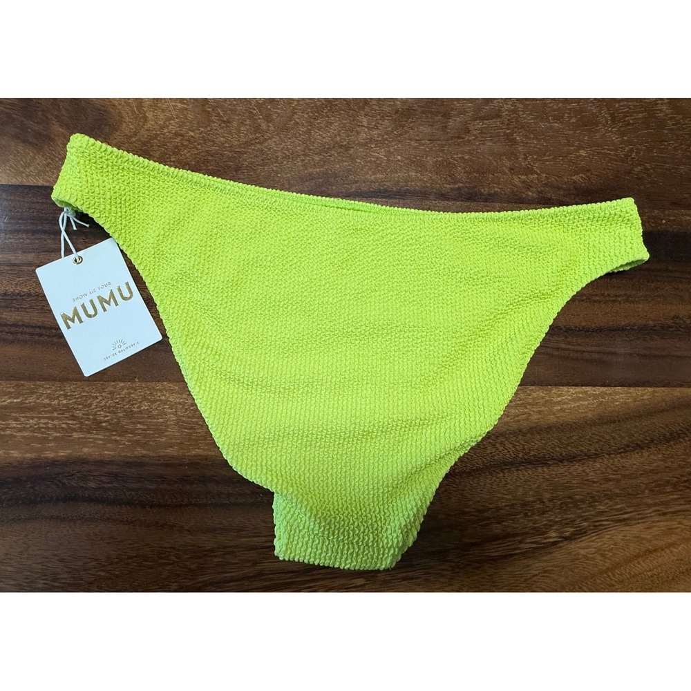 Show Me Your Mumu Bikini Bottoms Women XXL Neon Lime Smocked Crinkle Festival - Picture 2 of 7